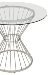 Orsina Anzio Round Glass Top & Hourglass Base Dining Table in Silver - thumbnail 4