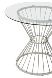 Orsina Anzio Round Glass Top & Hourglass Base Dining Table in Silver - thumbnail 3