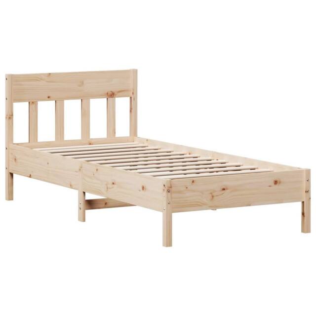 Berkfield Home Bed Frame without Mattress 75x190 cm Small Single Solid Wood Pine in Natural - image 1