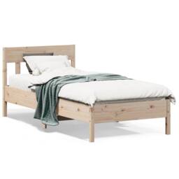 Berkfield Home Bed Frame without Mattress 75x190 cm Small Single Solid Wood Pine in Natural - thumbnail 2