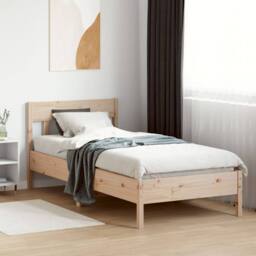 Berkfield Home Bed Frame without Mattress 75x190 cm Small Single Solid Wood Pine in Natural - thumbnail 3