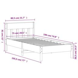 Berkfield Home Bed Frame without Mattress 75x190 cm Small Single Solid Wood Pine in Natural - thumbnail 9