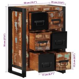 Berkfield Home Sideboard 50x35x70 cm Solid Wood Reclaimed in Brown - Size: 50 x 35 x 70 cm - thumbnail 9
