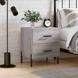 Berkfield Home Bedside Cabinet Grey Sonoma 40x35x47.5 cm Engineered Wood - thumbnail 2