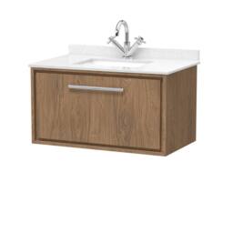 Balterley Longnor 1 Drawer Wall Hung Vanity Basin Unit, Antique Oak, 800mm in Brown