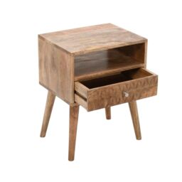 IH Design Ryley Light Mango Wood Bedside Table with 1 Drawer & Open Slot in Natural - thumbnail 4