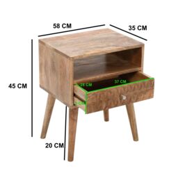IH Design Ryley Light Mango Wood Bedside Table with 1 Drawer & Open Slot in Natural - thumbnail 6