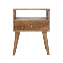 IH Design Ryley Light Mango Wood Bedside Table with 1 Drawer & Open Slot in Natural - thumbnail 3