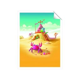 "Warren Reed - Designer Pink Crab On A Beach Holiday Unframed Art Print - Size: W16"" x H24""" - thumbnail 1