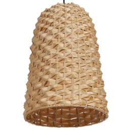 Wyld and Coco Bamboo Pendant Lamp Hand-Woven Wicker Shade Boho Natural Finish in Brown - thumbnail 5