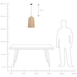 Wyld and Coco Bamboo Pendant Lamp Hand-Woven Wicker Shade Boho Natural Finish in Brown - thumbnail 8