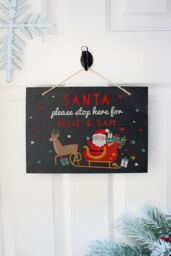Personalised Memento Company Personalised Santa Stop Here Slate Sign in Black - thumbnail 3
