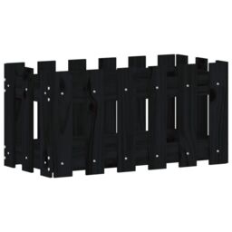 Berkfield Home Garden Planter with Fence Design Black 60x30x30 cm Solid Wood Pine - Size: 60 x 30 x 30 cm - thumbnail 2