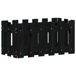Berkfield Home Garden Planter with Fence Design Black 60x30x30 cm Solid Wood Pine - Size: 60 x 30 x 30 cm - thumbnail 4