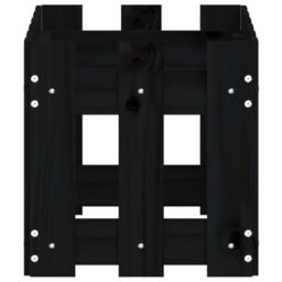 Berkfield Home Garden Planter with Fence Design Black 60x30x30 cm Solid Wood Pine - Size: 60 x 30 x 30 cm - thumbnail 6
