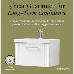 Balterley Wall Hung 1 Drawer Vanity Unit - Curved Basin 600mm, Satin White - thumbnail 6