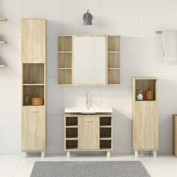 Berkfield Home 4 Piece Bathroom Furniture set Sonoma Oak Engineered Wood in Brown - thumbnail 3