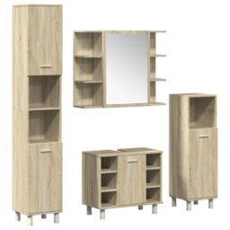 Berkfield Home 4 Piece Bathroom Furniture set Sonoma Oak Engineered Wood in Brown - thumbnail 2