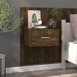 Berkfield Home Wall-mounted Bedside Cabinets 2 pcs Smoked Oak in Brown - thumbnail 3