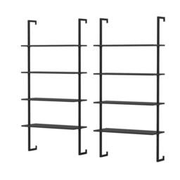 Costway 4-Tier Wall-Mounted Bookshelf Floating Display Shelves Wooden Bookcase in Black - thumbnail 4