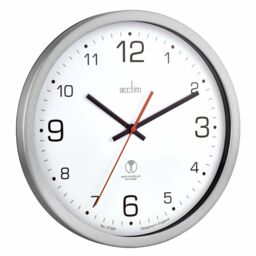 Acctim Atomik Wall Clock Non-Ticking Sweep Radio Controlled Brushed Metal Case Titanium 30cm in Metallic Silver - thumbnail 3