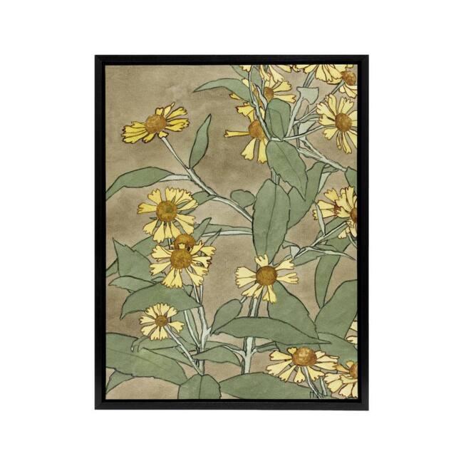 "Artery8 Daisies with Yellow Petals Framed Canvas Wall Art Print Overbeck - Size: W12"" x H16""" - image 1
