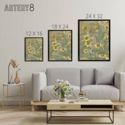 "Artery8 Daisies with Yellow Petals Framed Canvas Wall Art Print Overbeck - Size: W12"" x H16""" - thumbnail 4