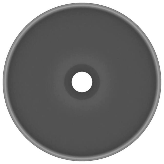 Berkfield Home Luxury Bathroom Basin Round Matt Dark Grey 32.5x14 cm Ceramic - image 1