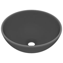 Berkfield Home Luxury Bathroom Basin Round Matt Dark Grey 32.5x14 cm Ceramic - thumbnail 3