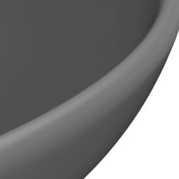 Berkfield Home Luxury Bathroom Basin Round Matt Dark Grey 32.5x14 cm Ceramic - thumbnail 5