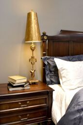 Loops Table Lamp Gold Leaf Silhouettes Gold Cone Shade. Aged Gold LED E27 60W - thumbnail 4