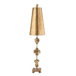 Loops Table Lamp Gold Leaf Silhouettes Gold Cone Shade. Aged Gold LED E27 60W - thumbnail 1
