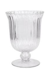 KDMD Clear Fluted Stemmed Hurricane Glass Vase 21cm - thumbnail 2