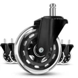 EONLION 5pcs Black Office Chair Wheels Replacement Rotatable Rubber Wheel - thumbnail 1