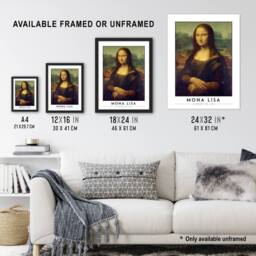 "Artery8 Leonardo Da Vinci Mona Lisa La Gioconda Portrait Wall Art Print in Brown - Size: W12"" x H16""" - thumbnail 3