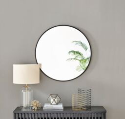 FurnitureboxUK Emma 80cm Medium Art Deco Metal Frame Round Hallway Bedroom Dining & Living Room Wall Mirror in Black - thumbnail 2