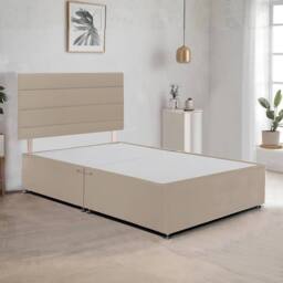 "Bed Time UK Plush Divan Bed Frame with 20"" Horizontal Headboard & 2 Drawers in Ivory - Size: Super King" - thumbnail 2