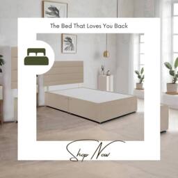 "Bed Time UK Plush Divan Bed Frame with 20"" Horizontal Headboard & 2 Drawers in Ivory - Size: Super King" - thumbnail 3