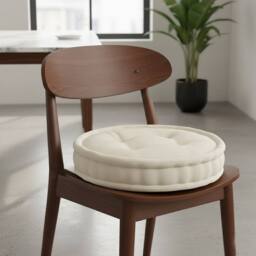 Snug City Teddy Fabric Round Booster Cushion Soft Seat Riser Pad Dining Chair in Cream - Size: 45 cm x 45 cm - thumbnail 1