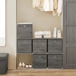 SONGMICS Large Storage Cube Set Oxford Fabric Bins Handles Organizers in Charcoal