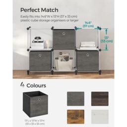 SONGMICS Large Storage Cube Set Oxford Fabric Bins Handles Organizers in Charcoal - thumbnail 6