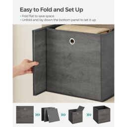SONGMICS Large Storage Cube Set Oxford Fabric Bins Handles Organizers in Charcoal - thumbnail 4