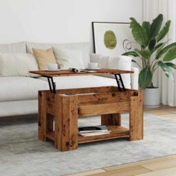 Berkfield Home Coffee Table Old Wood 79x49x41 cm Engineered Wood in Brown - Size: 79 x 49 x 41 cm - thumbnail 4