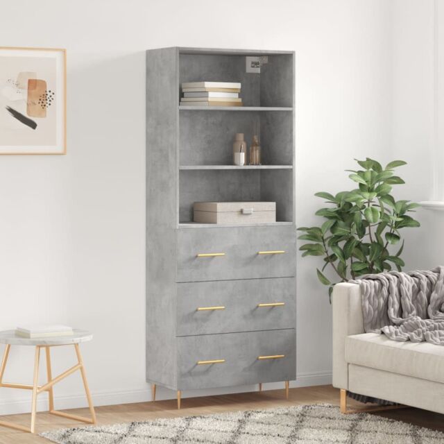Berkfield Home Highboard Concrete Grey 69.5x34x180 cm Engineered Wood - image 1