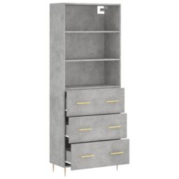 Berkfield Home Highboard Concrete Grey 69.5x34x180 cm Engineered Wood - thumbnail 4