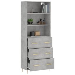 Berkfield Home Highboard Concrete Grey 69.5x34x180 cm Engineered Wood - thumbnail 3