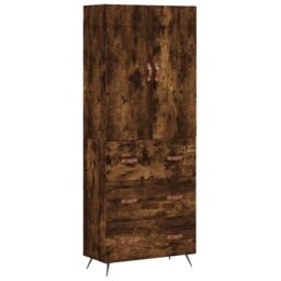 Berkfield Home Highboard Smoked Oak 69.5x34x180 cm Engineered Wood in Brown - thumbnail 2