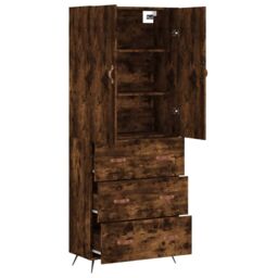 Berkfield Home Highboard Smoked Oak 69.5x34x180 cm Engineered Wood in Brown - thumbnail 4