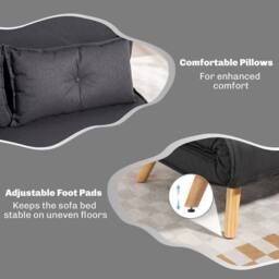 Wyld Haus Faroco Linen Look Charcoal Grey 2 Seater Sofa Bed - thumbnail 8