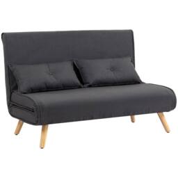Wyld Haus Faroco Linen Look Charcoal Grey 2 Seater Sofa Bed - thumbnail 2